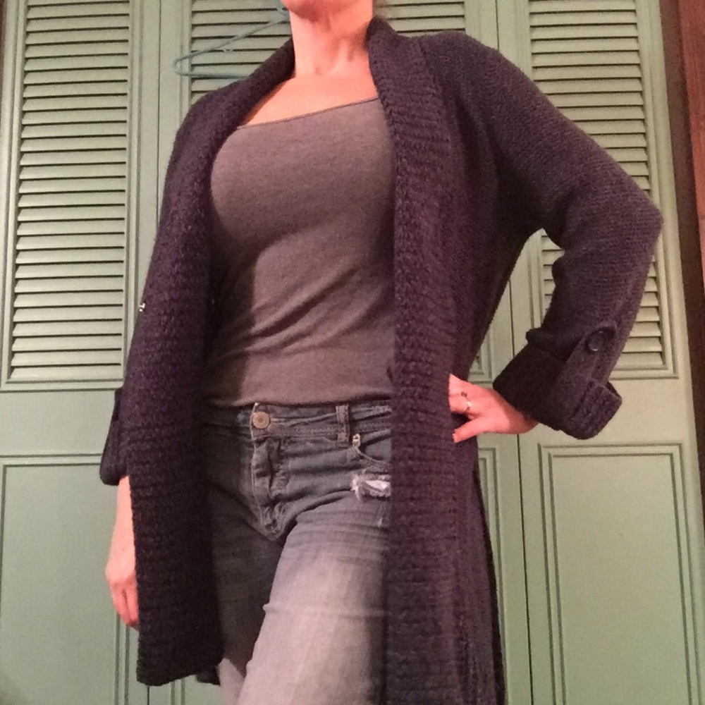 Navy Croft and Barrow knit sweater coat